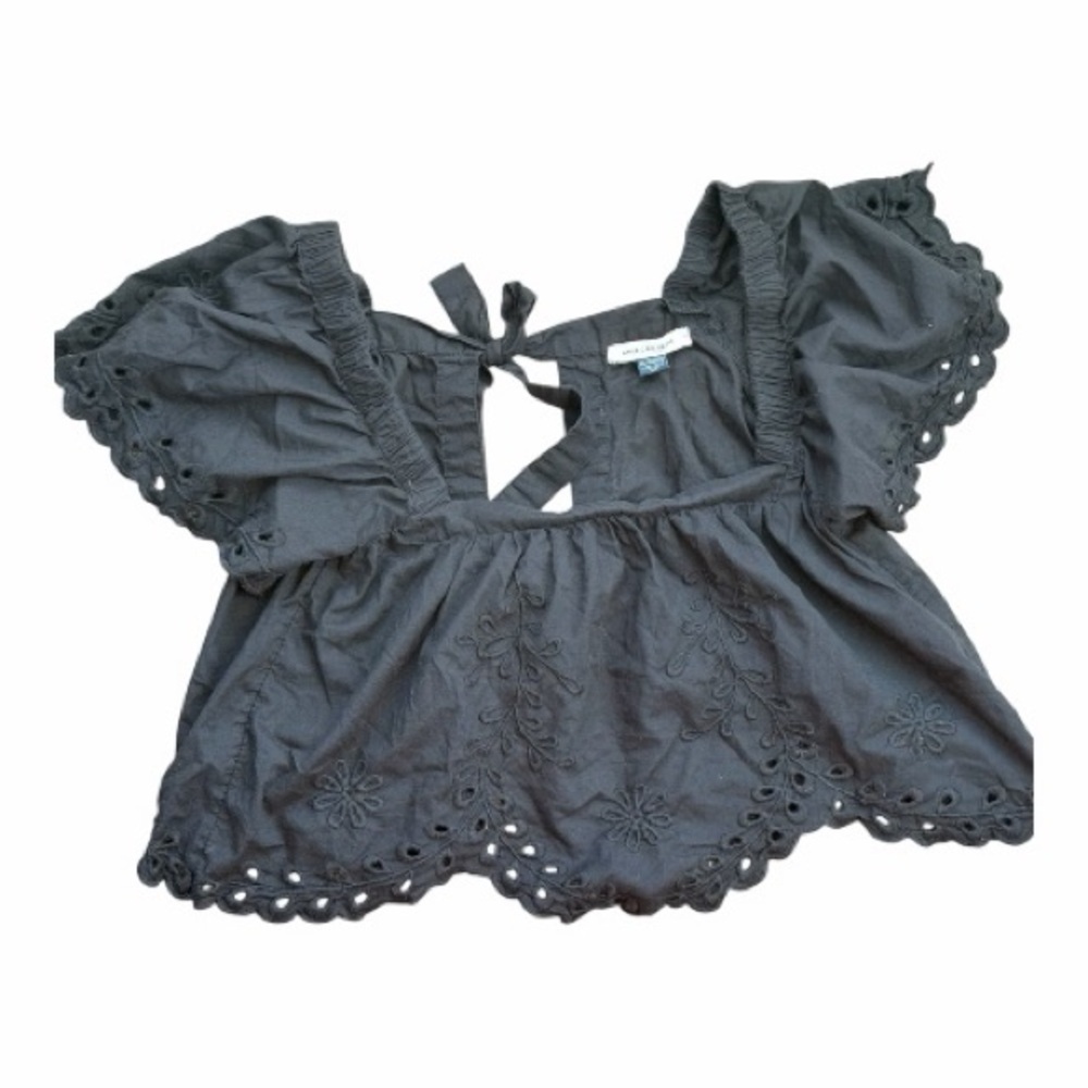 American Eagle Outfitters Black Eyelet Blouse